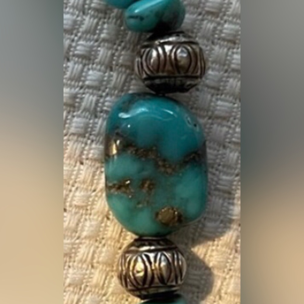 Turquoise (natural/genuine/vintage) Bracelet w/ Silver Accents - Women Jewelry - Picture 2 of 4